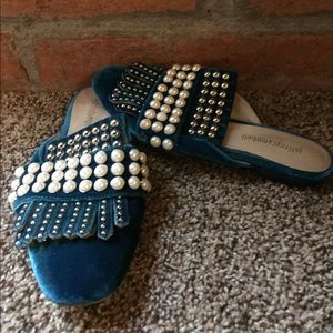 Jeffrey Campbell studded velvet loafer mules